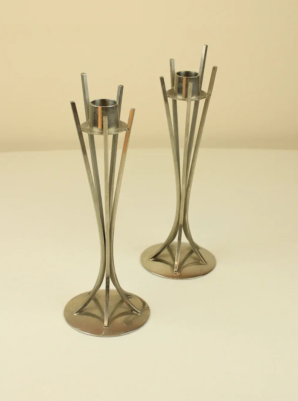  Vintage inspired mid-century candleholders in gold finish