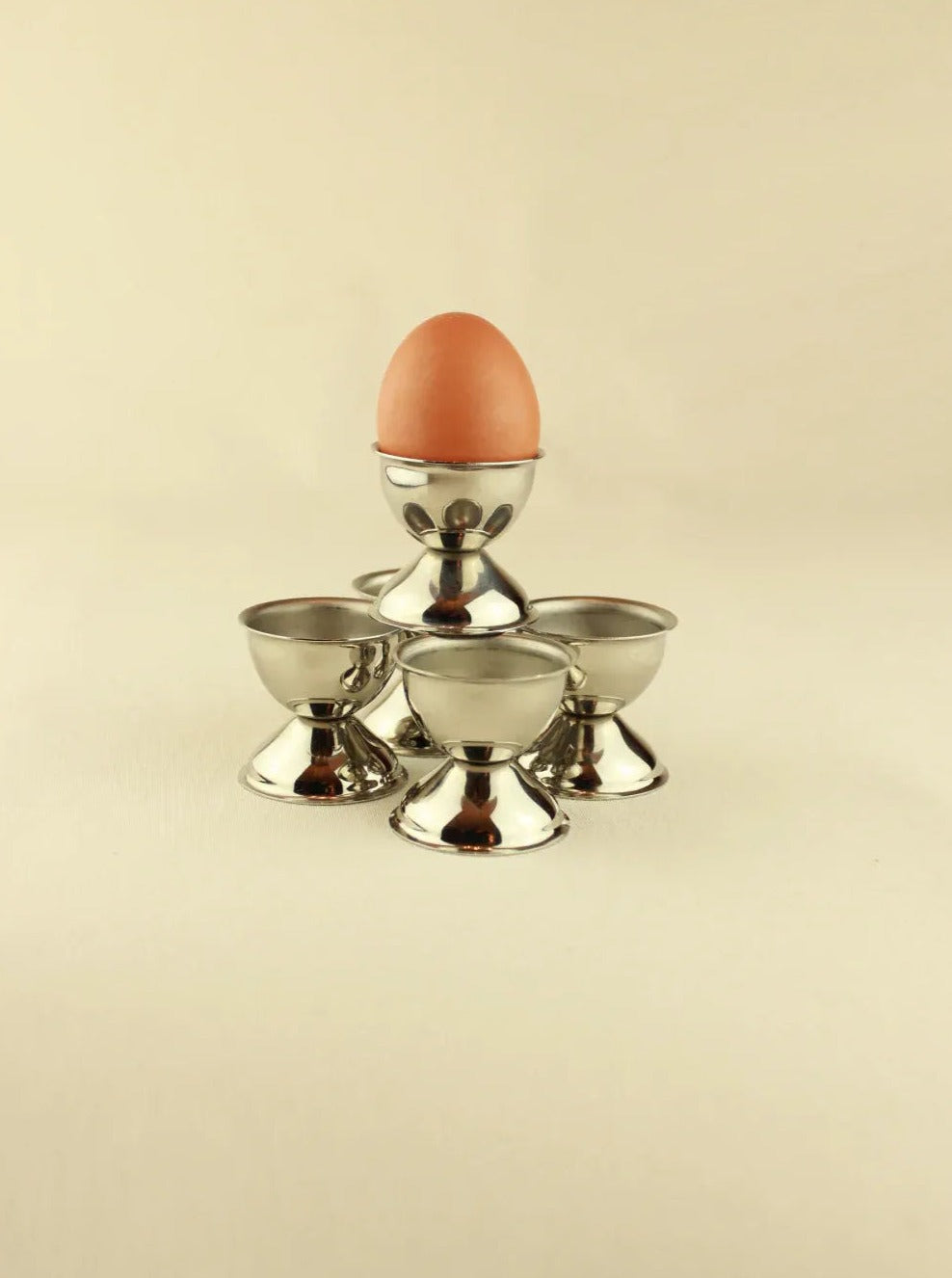 Inox Egg Cups Set with Polished Stainless Steel Finish for Breakfast Tableware