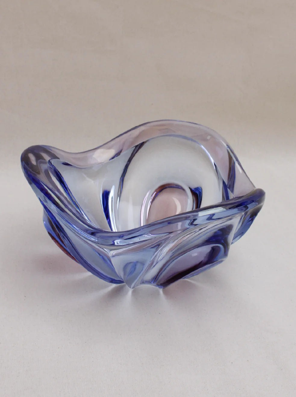 Elegant Murano art glass bowl in vibrant shades of blue and green