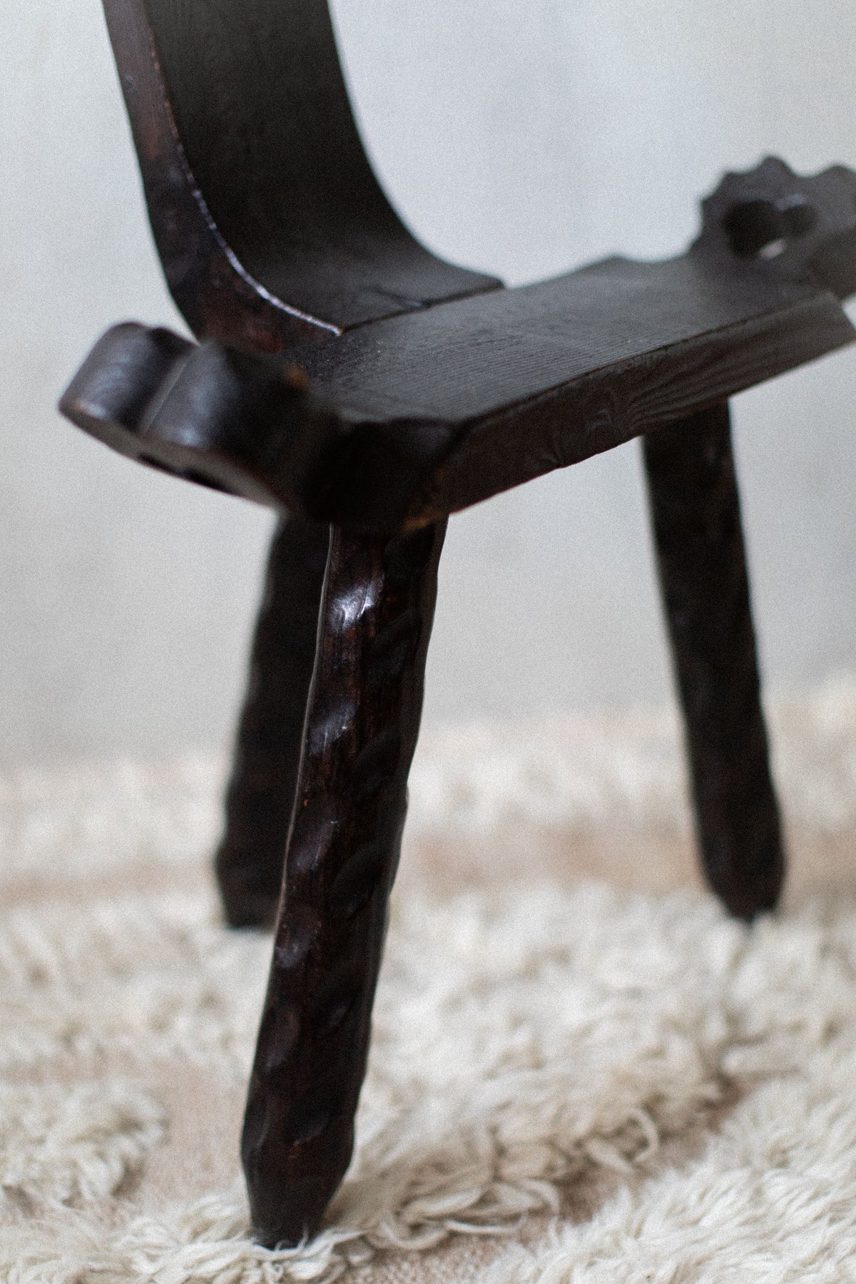 Abstract Brutalist Chair with asymmetrical design and textured metal details
