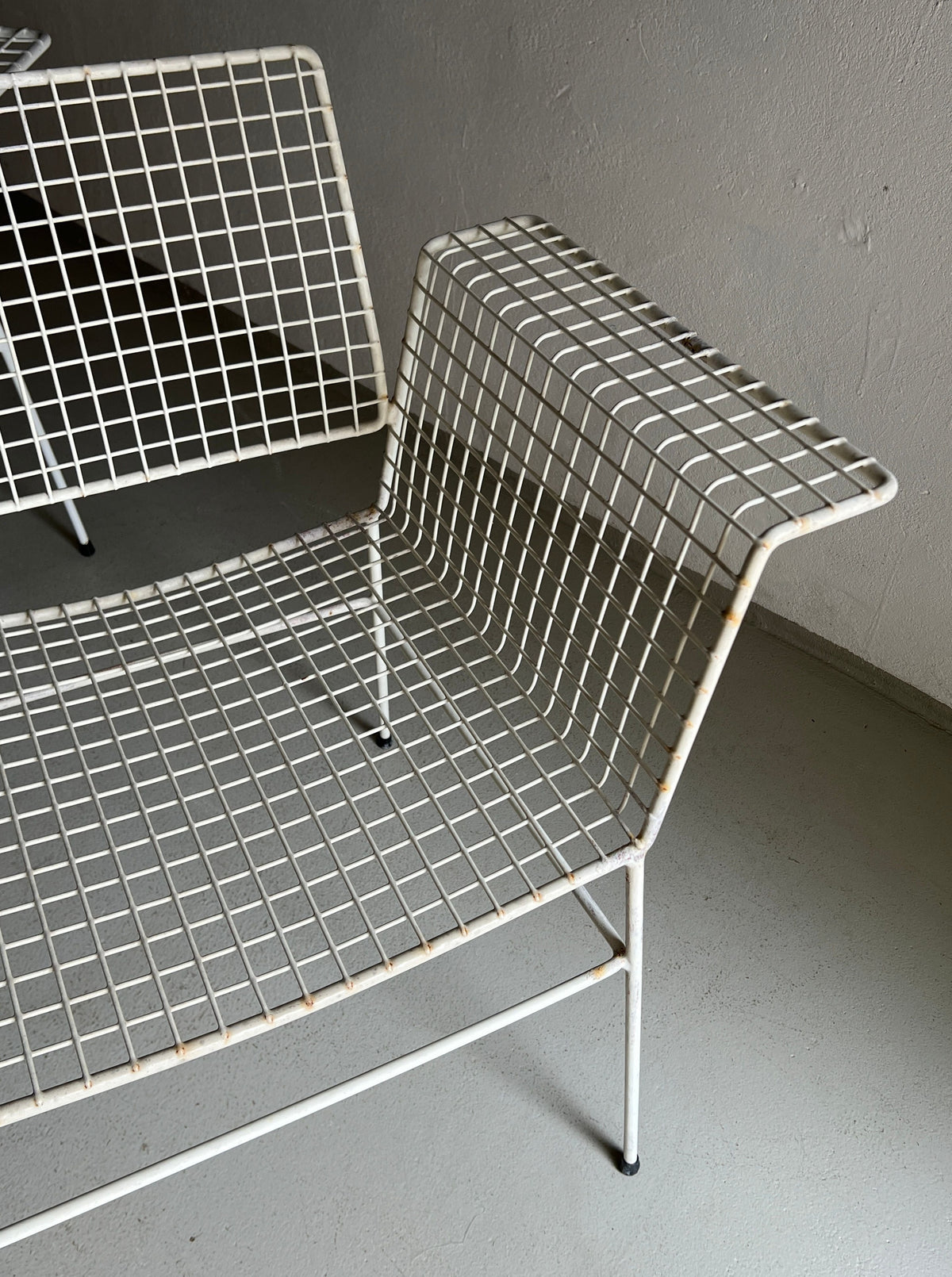 Vintage Erlau white metal wire chair from Germany, a rare find from the 1960s