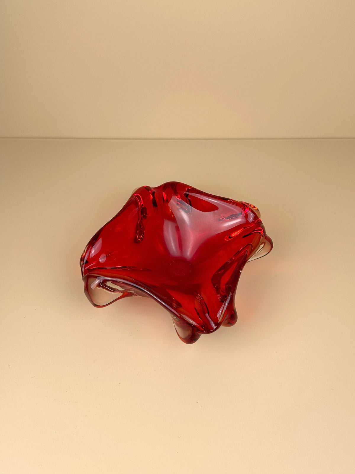 Vintage 1970s Murano Glass Bowl with intricate hand-blown design