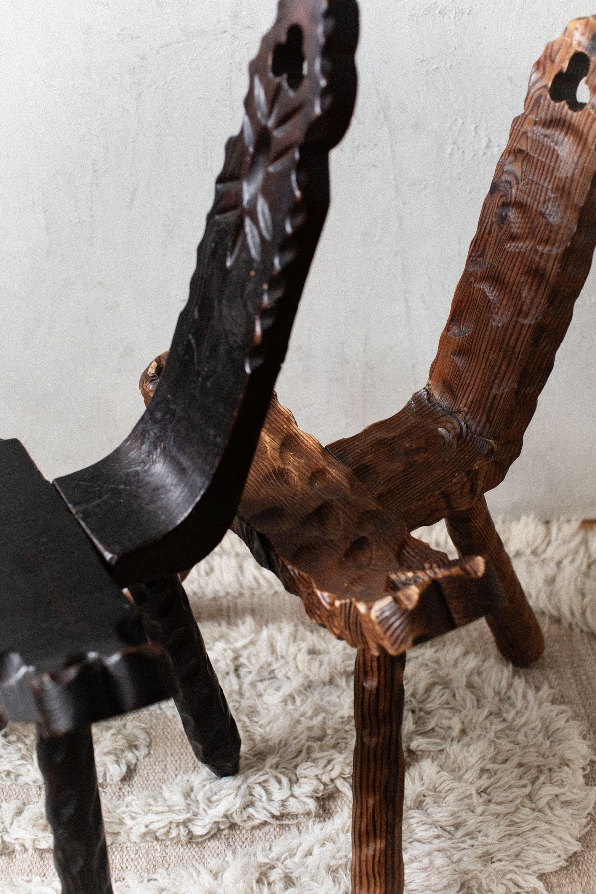 Abstract Brutalist Chair with geometric shapes and bold, rugged materials