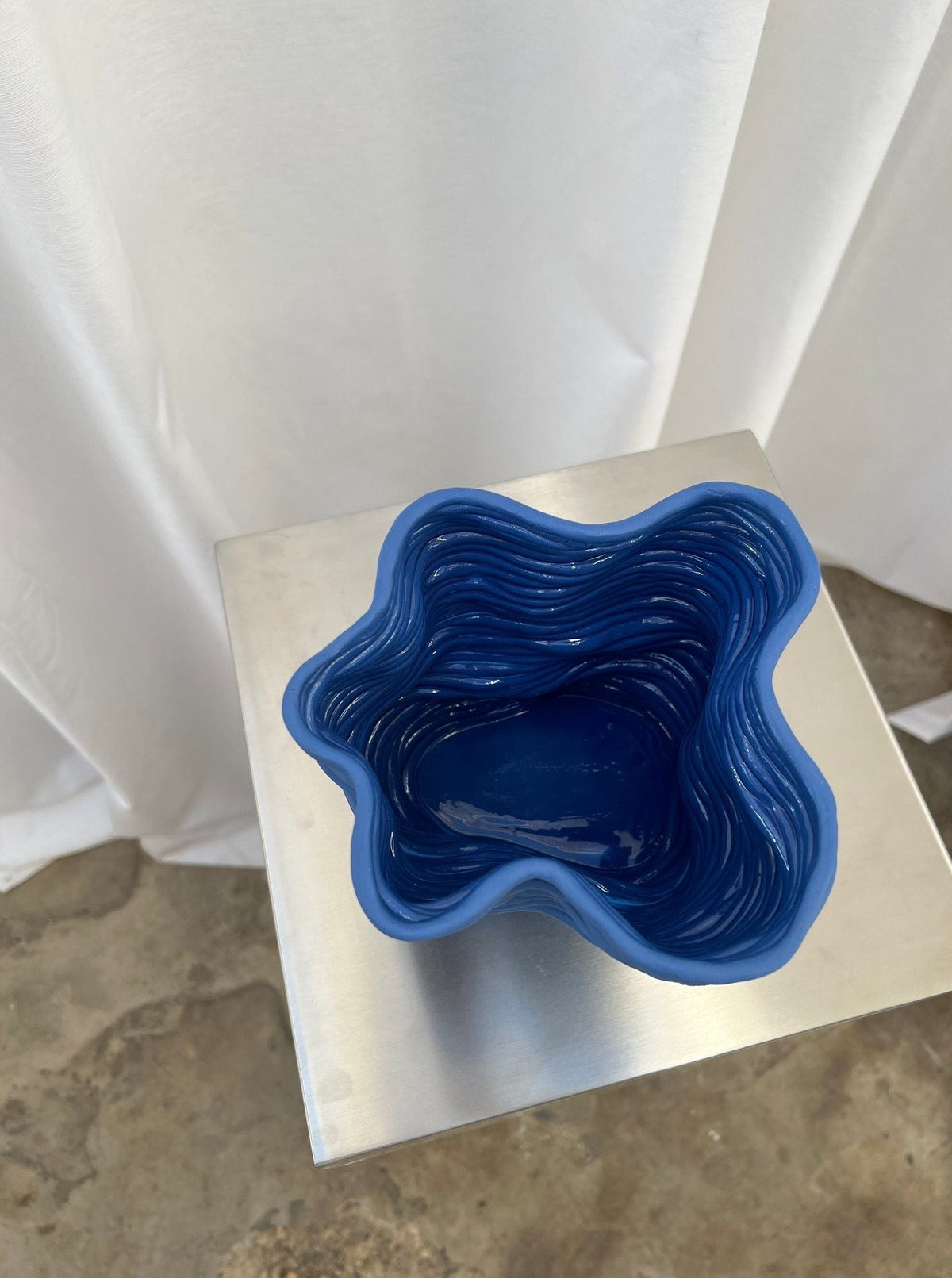 Vases Blue Wobbly Porcelain Vase 2222Studio